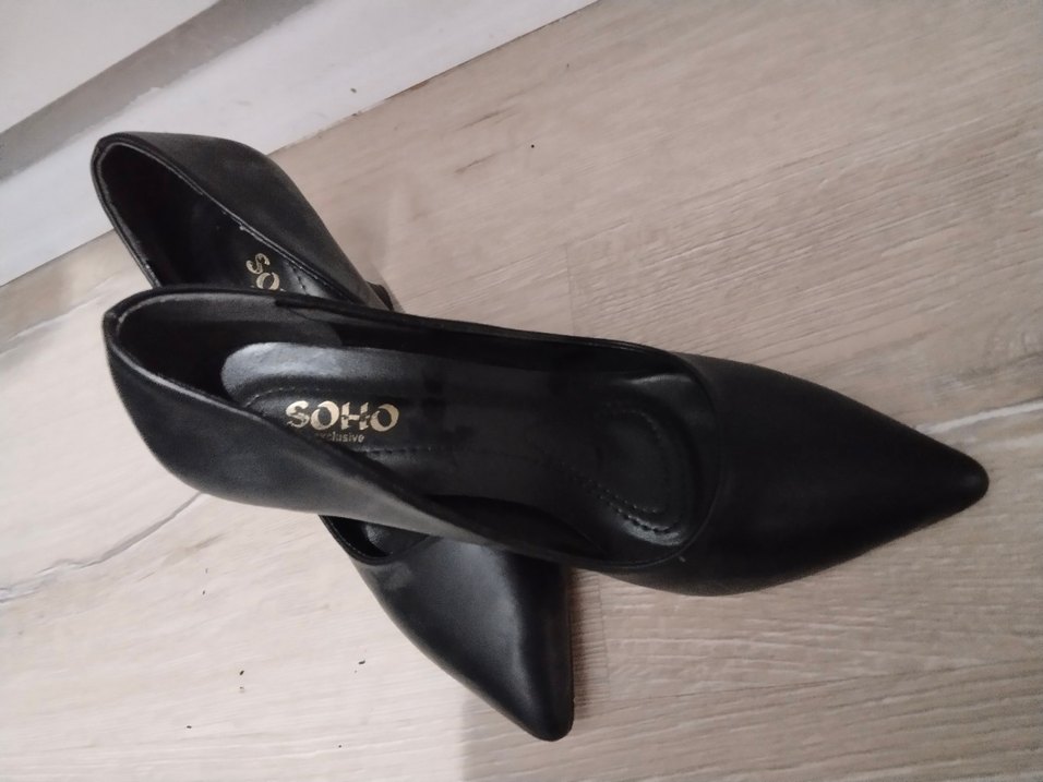 SOHO Siyah Parlak Yılan Desenli Tokalı Stiletto - Görsel 2