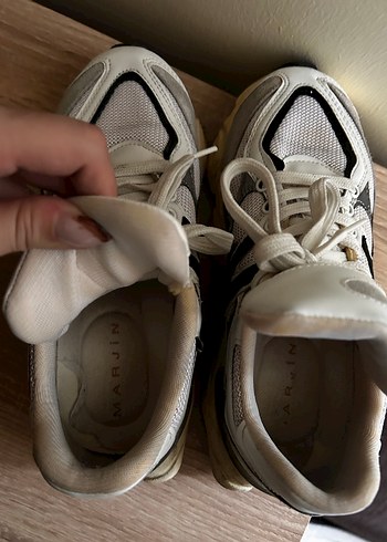 36 Beden beyaz Renk Marjin 9060 model Beyaz Gri Spor Kadın Sneakers