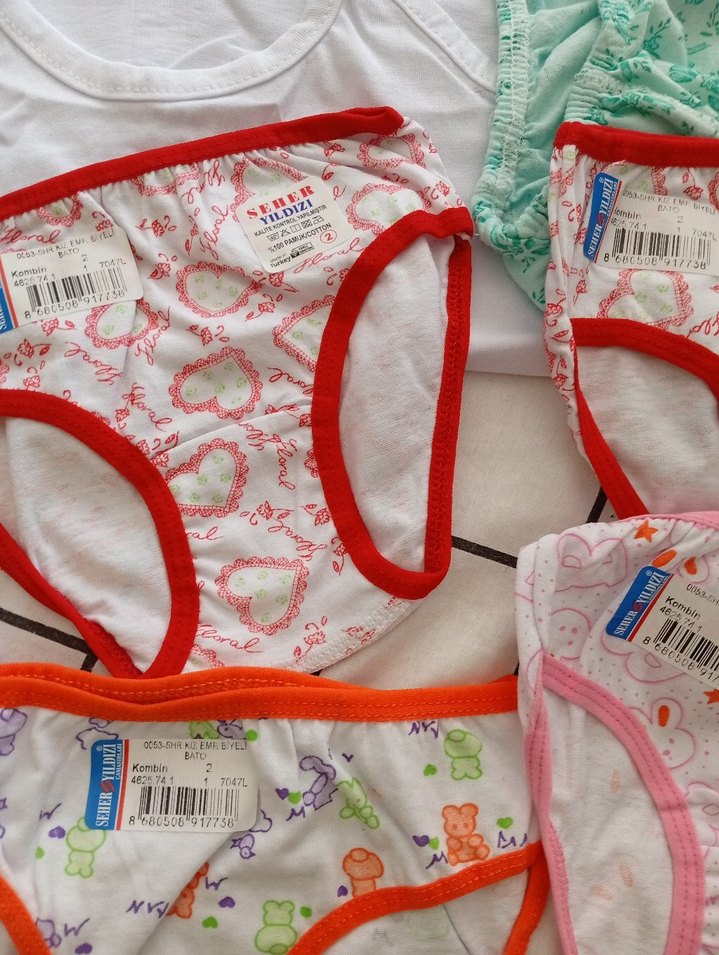 Çocuk Çok Renkli Desensiz Külot Seti - Görsel 3