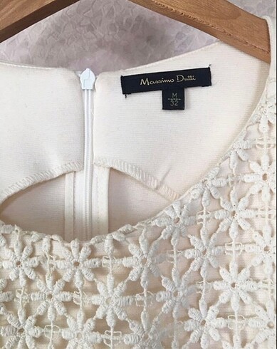 m Beden Massimo Dutti Dantelli Krem Elbise