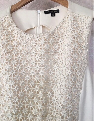 Massimo Dutti Massimo Dutti Dantelli Krem Elbise