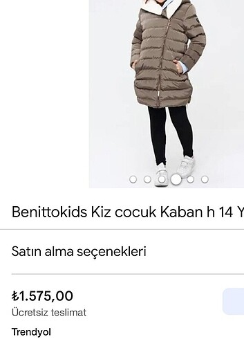 13-14 Yaş Beden kahverengi Renk Benitto marka kız çocuk mont