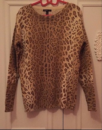Leopar desenli yün kazak