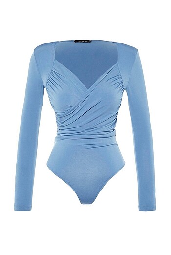 Trendyol & Milla İndigo vatkalı drape detaylı örme body