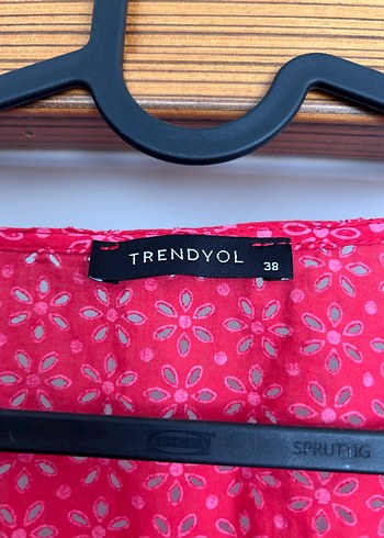 Trendyol & Milla Kırmızı V Yaka Bohem plaj elbise
