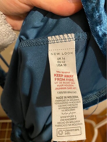 xl Beden mavi Renk New look kruvaze askılı kadife peteol mavisi elbise