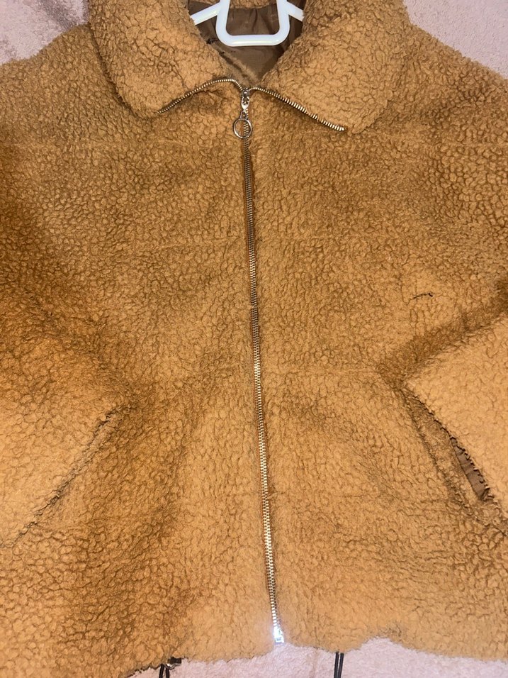 Kahverengi Kadın Peluş Mont - Görsel 3