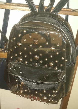 Şeffaf zımbalı sırt çantası