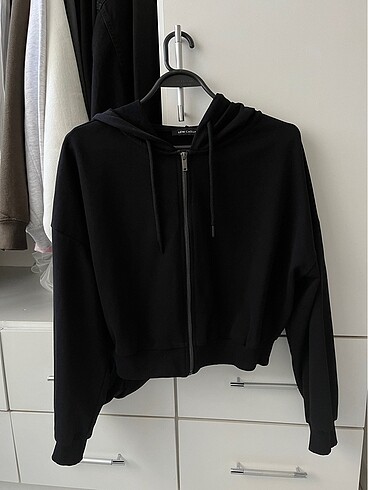 s Beden siyah Renk Fermuarlı kapüşonlu crop sweatshirt