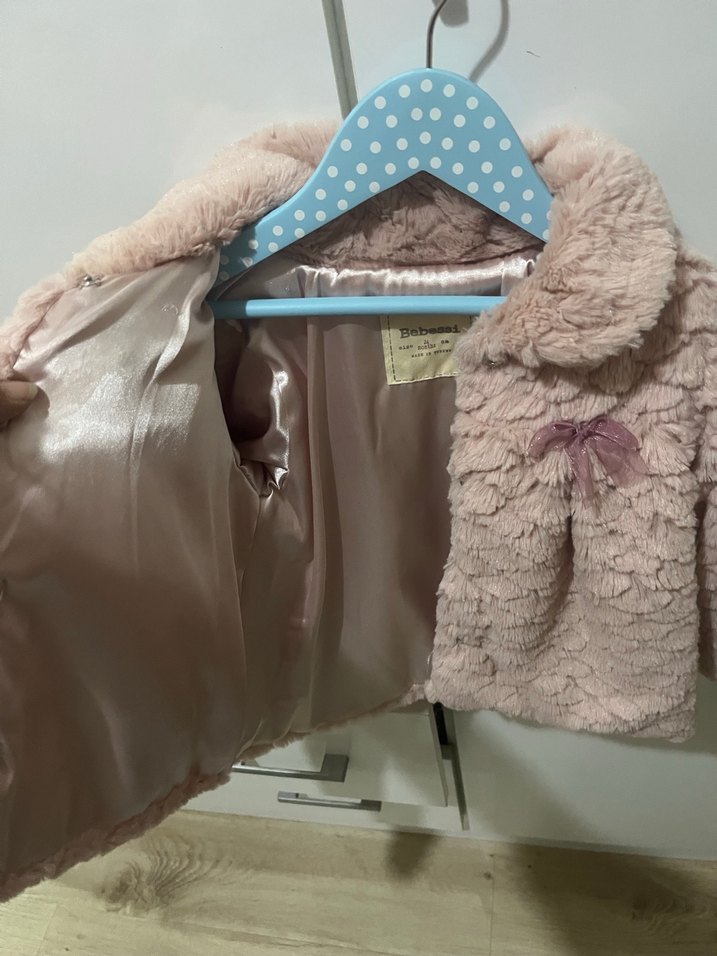 Kız Çocuk Pudra Peluş Kaban - Görsel 5