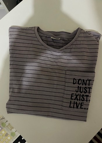 Gri Çizgili Erkek Tişört - Görsel 2