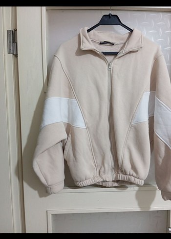 Diğer Bej Kadın Fermuarlı Yüksek Yakalı Sweatshirt