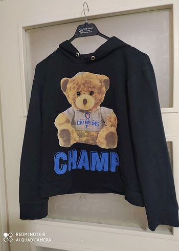 Diğer Ayı Baskılı Siyah Kadın Sweatshirt