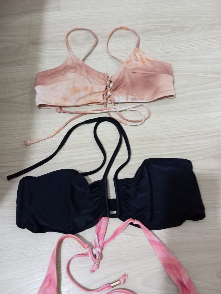 Pembe Bağcıklı Bohem Bikini Üstü - Görsel 3