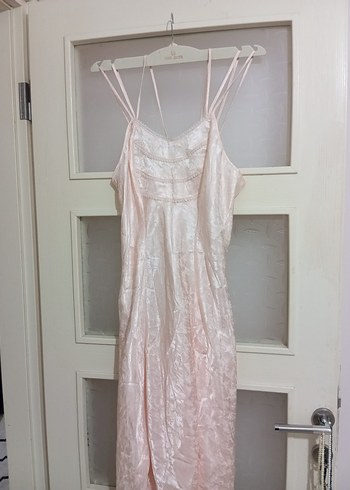 Pembe Vintage Bohem Uzun Kadın Sabahlık - Görsel 4