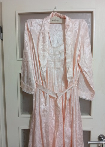 Pembe Vintage Bohem Uzun Kadın Sabahlık - Görsel 2