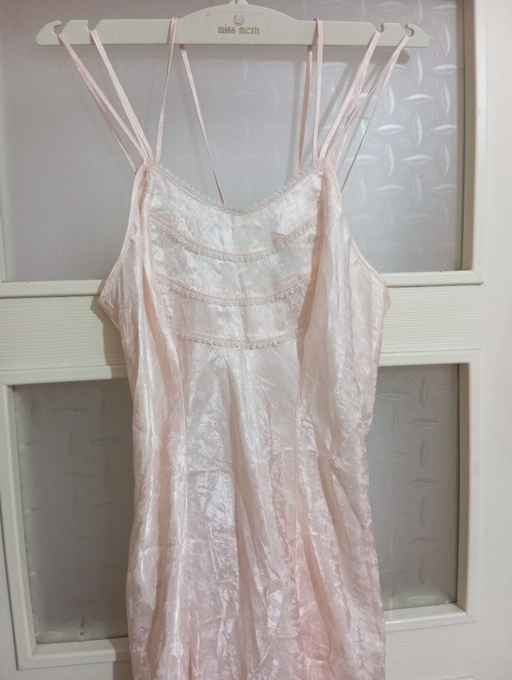 Pembe Vintage Bohem Uzun Kadın Sabahlık - Görsel 5