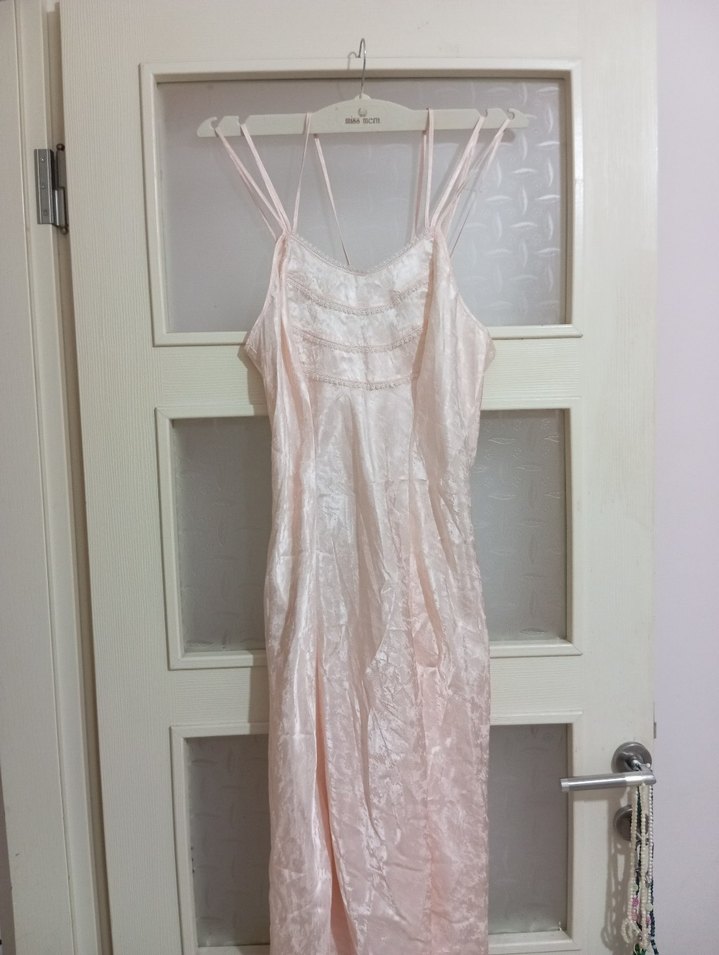 Pembe Vintage Bohem Uzun Kadın Sabahlık - Görsel 3