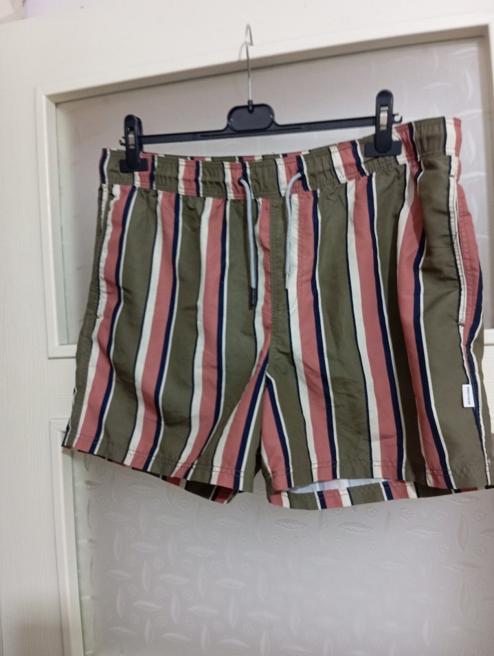 Çizgili Bel Bantlı Erkek Şort Mayo - Görsel 2