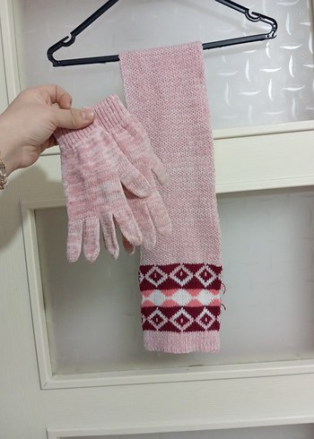 Kız Çocuk Pembe Örgü Eldiven - Görsel 3