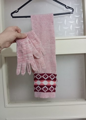 Kız Çocuk Pembe Örgü Eldiven - Görsel 4