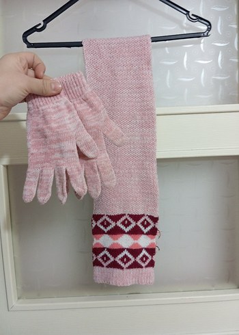 Kız Çocuk Pembe Örgü Eldiven - Görsel 2