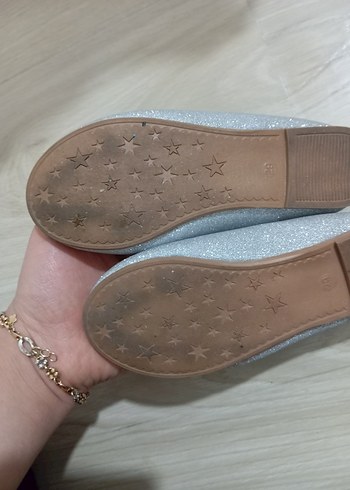 Kız Çocuk Gri Simli Babet Ayakkabı - Görsel 4