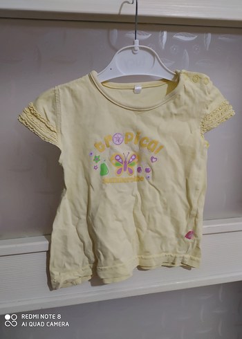 Kız Çocuk Sarı Fırfırlı Tişört - Görsel 3