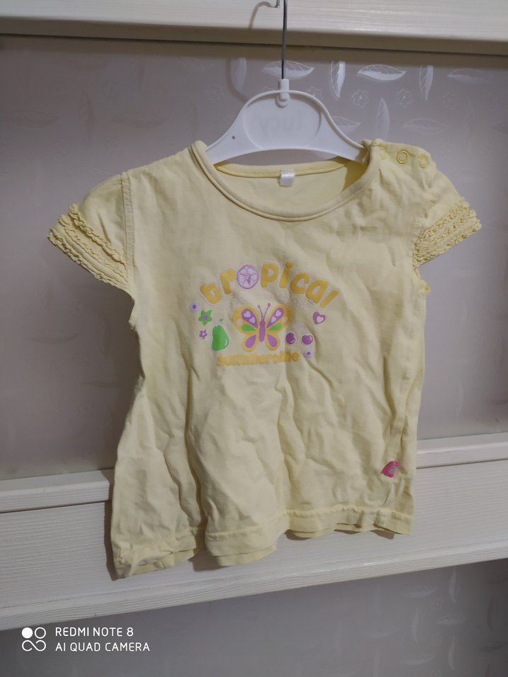 Kız Çocuk Sarı Fırfırlı Tişört - Görsel 3