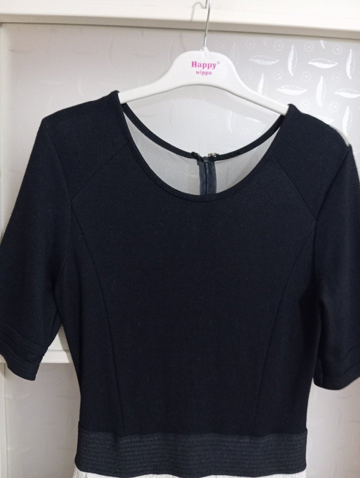 Kadın Siyah Beyaz Çizgili Pilili Mini Elbise - Görsel 4