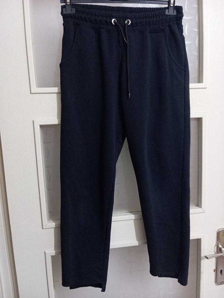 Erkek Siyah Kemerli Rahat Kesim Eşofman Altı - Görsel 3