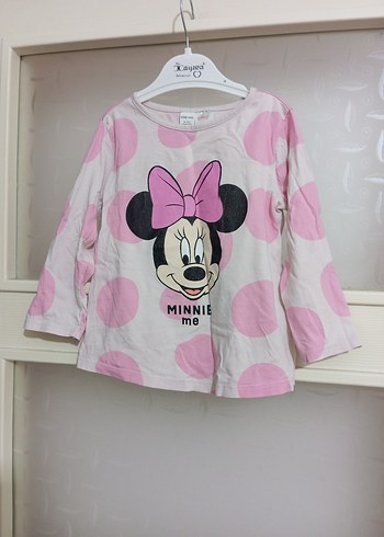 Kız Çocuk Pembe Uzun Kollu Minnie Baskılı Tişört - Görsel 2