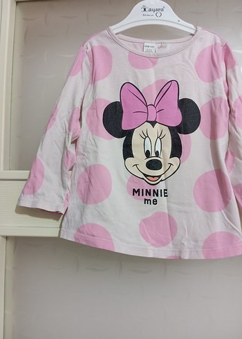 Kız Çocuk Pembe Uzun Kollu Minnie Baskılı Tişört - Görsel 4