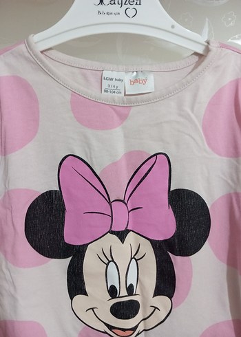 Kız Çocuk Pembe Uzun Kollu Minnie Baskılı Tişört - Görsel 5