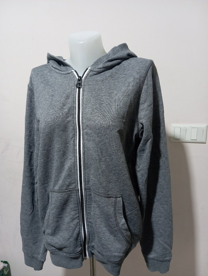 Gri Melanj Kapüşonlu Fermuarlı Sweatshirt — görsel 2/10