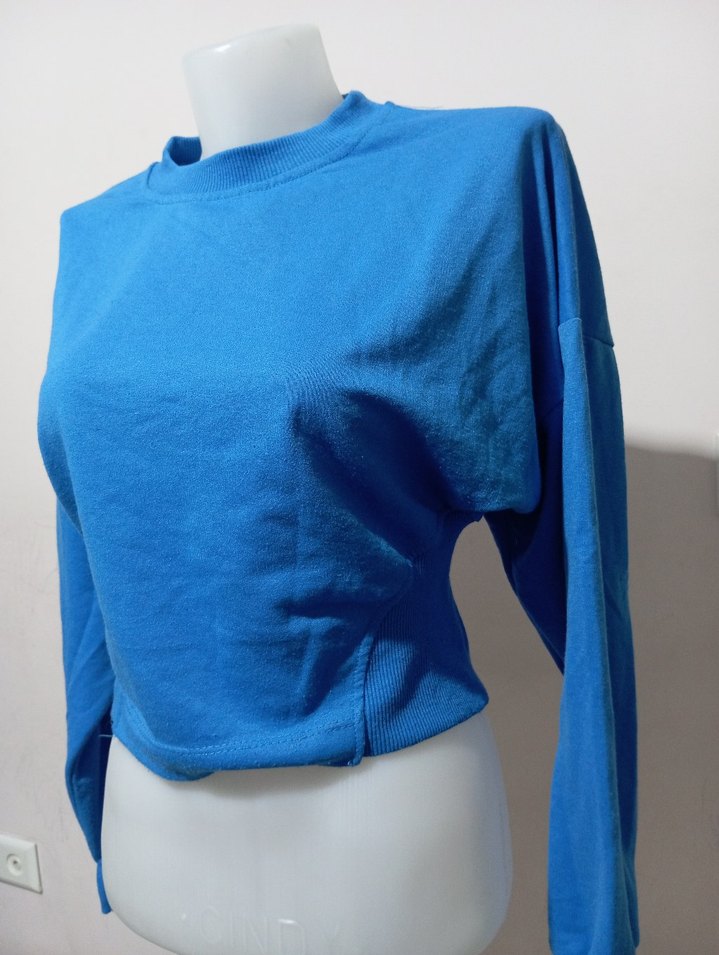 Canlı Mavi Bisiklet Yaka Sweatshirt — görsel 3/7