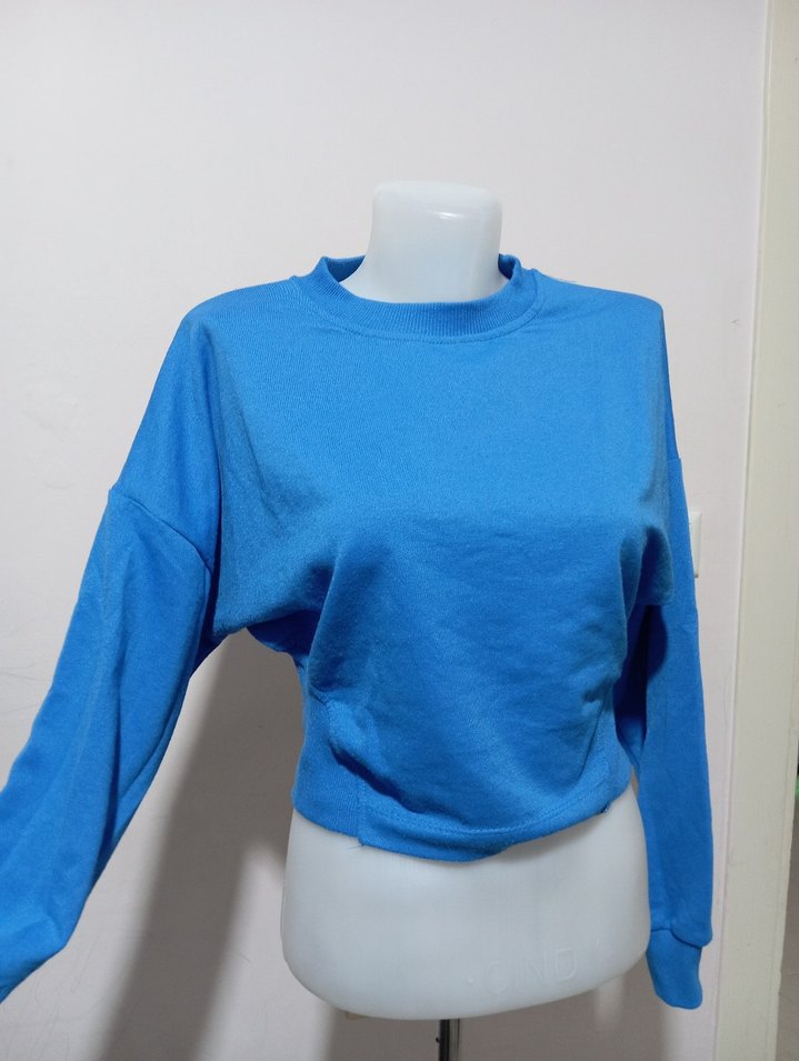 Canlı Mavi Bisiklet Yaka Sweatshirt — görsel 6/7