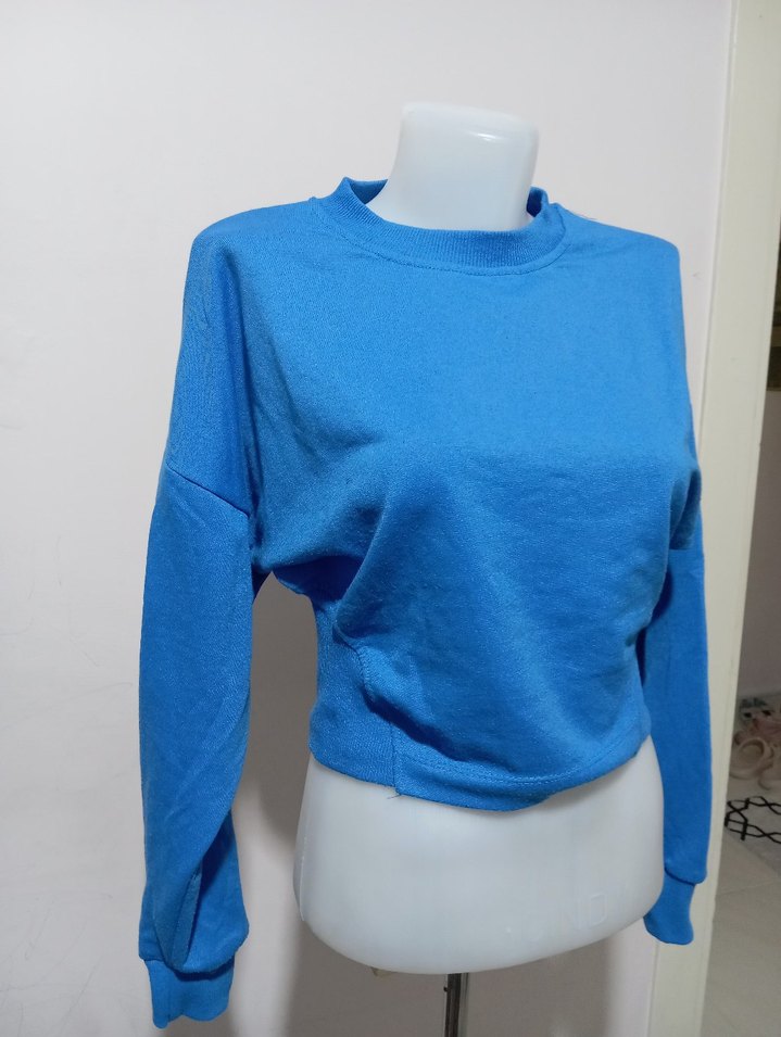 Canlı Mavi Bisiklet Yaka Sweatshirt — görsel 4/7