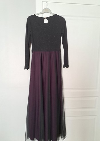 Diğer Uzun Kollu Mor Gotik Abiye Elbise