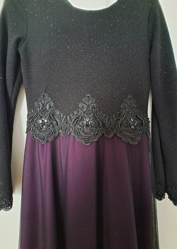 38 Beden Uzun Kollu Mor Gotik Abiye Elbise