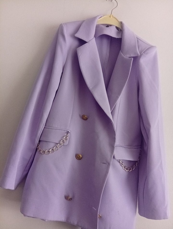 Mor Düğmeli Kadın Blazer Ceket - Görsel 2