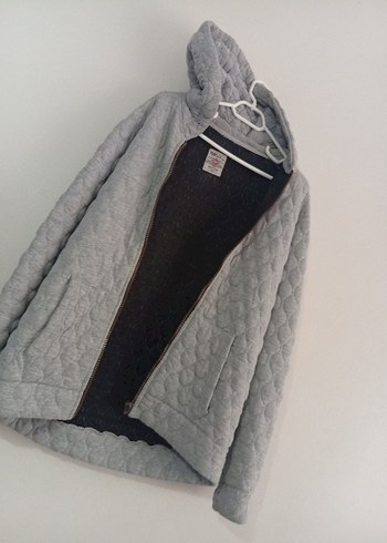 Kapüşonlu Gri Kadın Ceket - Görsel 2