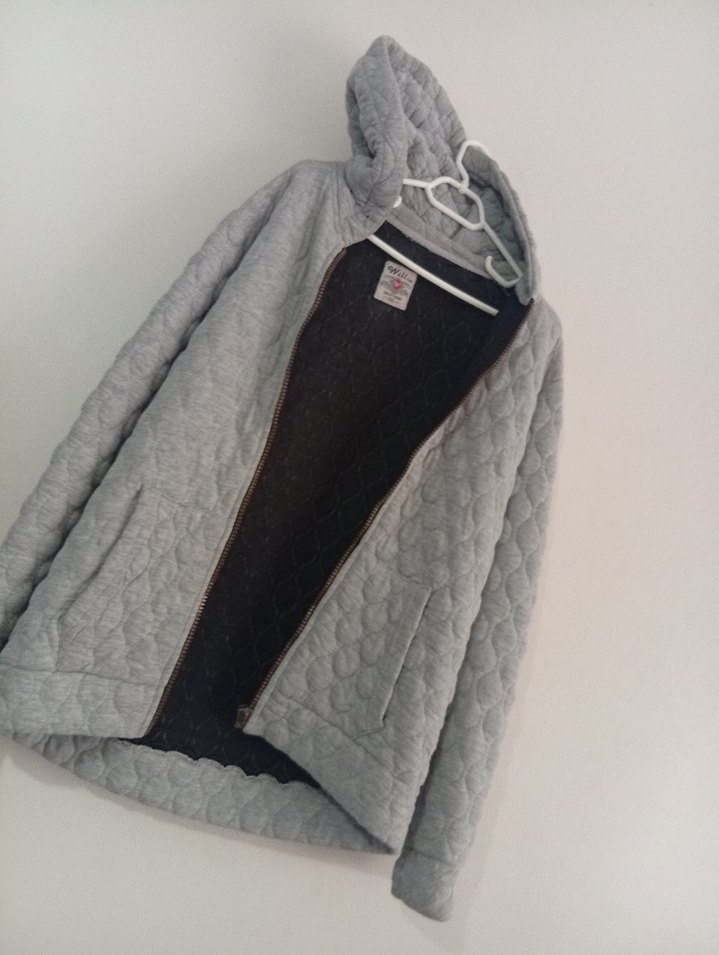 Kapüşonlu Gri Kadın Ceket - Görsel 2