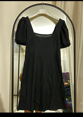 Siyah V Yaka Midi Elbise - Görsel 2