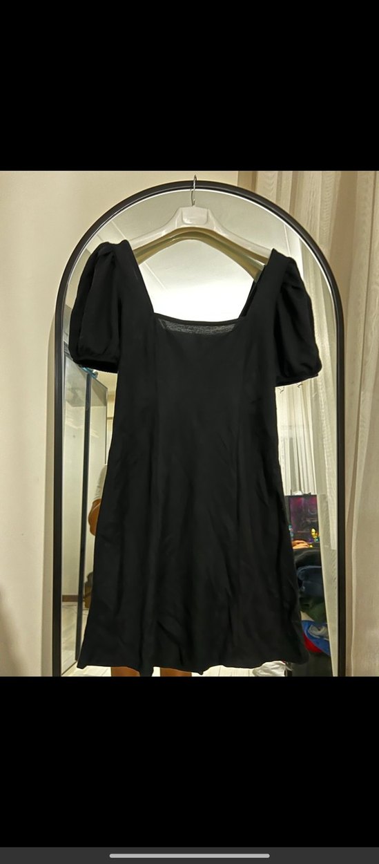 Siyah V Yaka Midi Elbise - Görsel 2