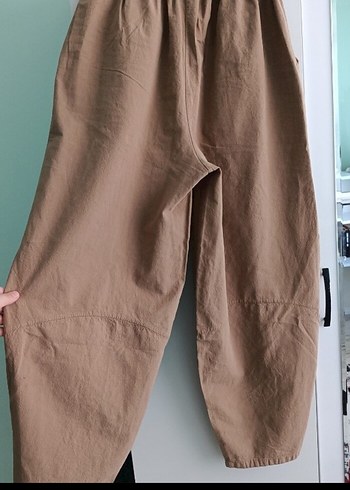 Bej Rahat Kesim Kadın Keten Pantolon - Görsel 3