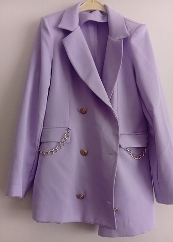 Zincir Detaylı Pastel Mor Kadın Blazer - Görsel 2