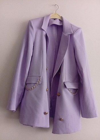 Zincir Detaylı Pastel Mor Kadın Blazer - Görsel 3