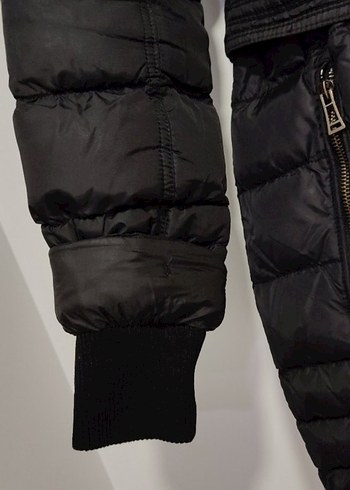 Kemerli Siyah Kadın Kışlık Mont - Görsel 4