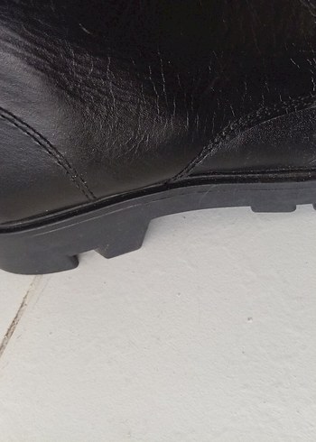 Siyah Minimalist Kadın Bot hakiki deri - Görsel 5